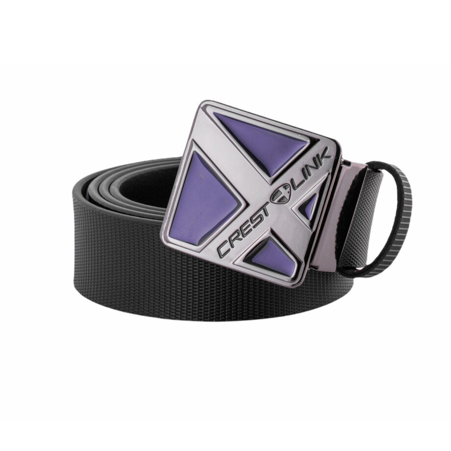 Black Leather Belt 95-188W with Purple Buckle
