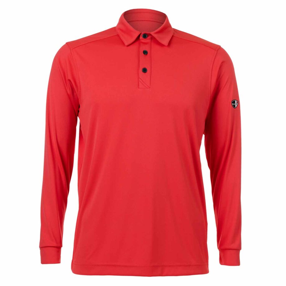 Mens Long Sleeve Polo 80581226 in Coral Crush